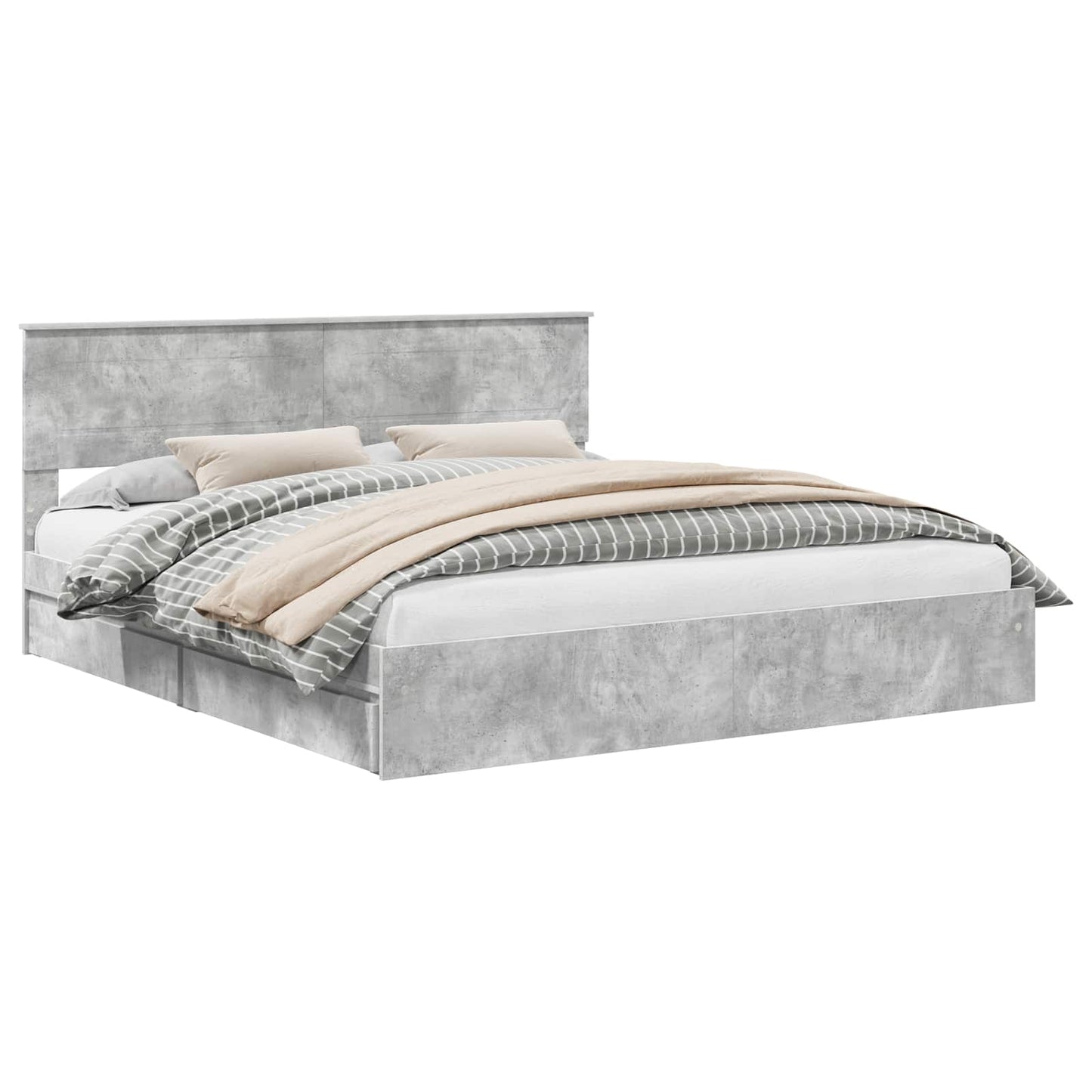 vidaXL Storage Bed Concrete Grey 200 x 200 cm Engineered Wood