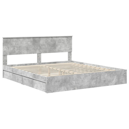 vidaXL Storage Bed Concrete Grey 200 x 200 cm Engineered Wood