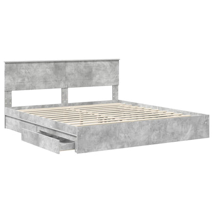 vidaXL Storage Bed Concrete Grey 200 x 200 cm Engineered Wood