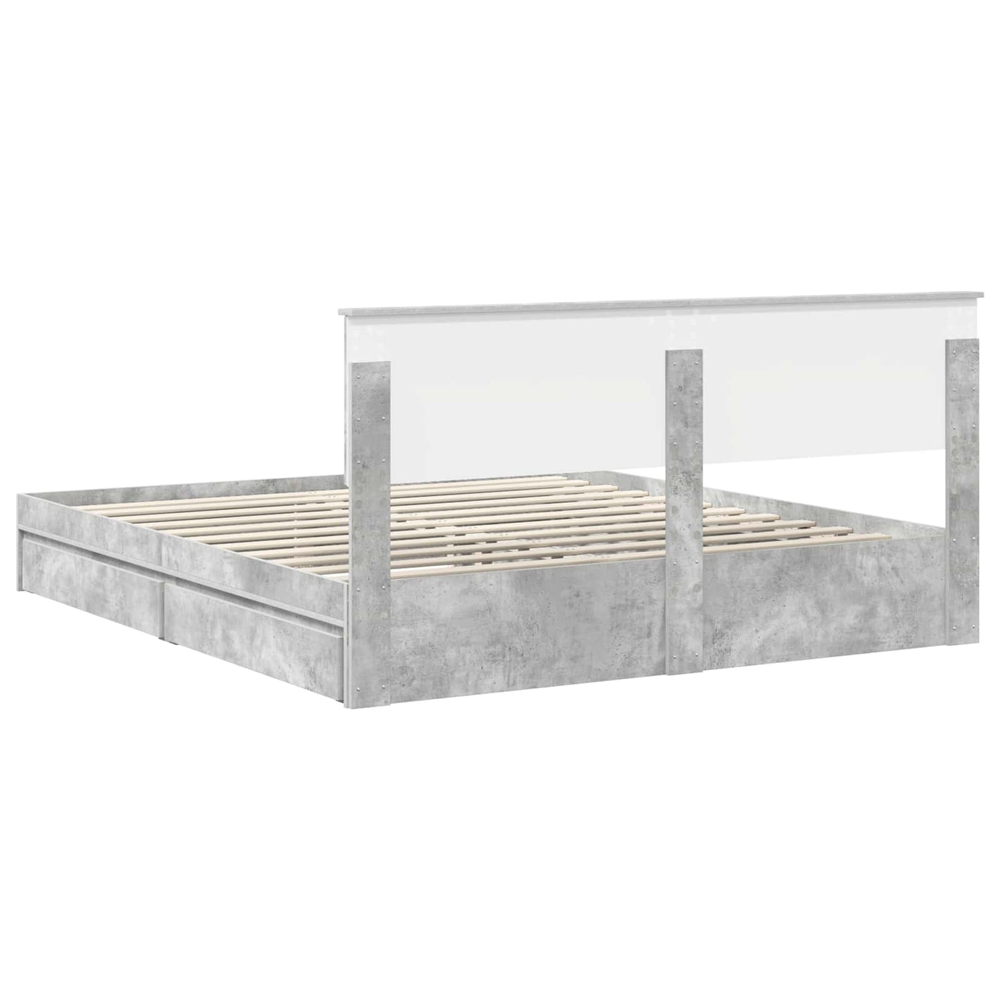 vidaXL Storage Bed Concrete Grey 200 x 200 cm Engineered Wood