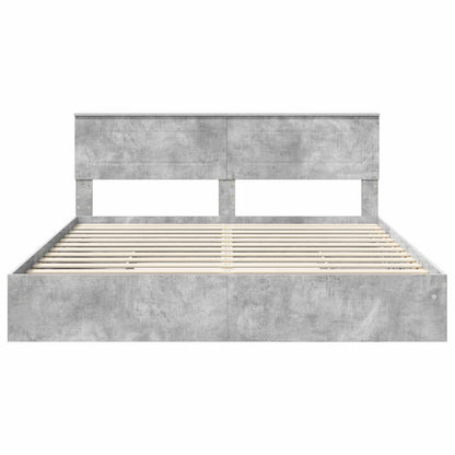 vidaXL Storage Bed Concrete Grey 200 x 200 cm Engineered Wood