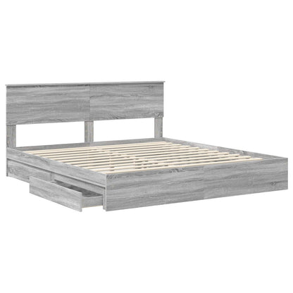 vidaXL Storage Bed Grey Sonoma 200 x 200 cm Engineered Wood