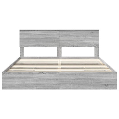 vidaXL Storage Bed Grey Sonoma 200 x 200 cm Engineered Wood