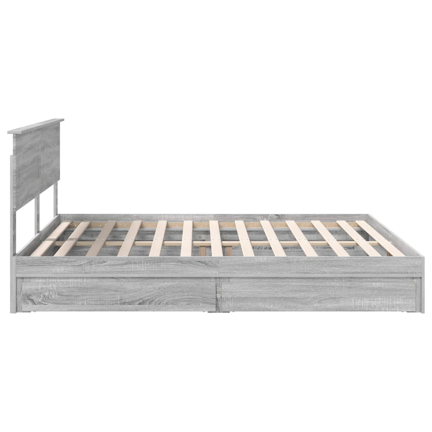 vidaXL Storage Bed Grey Sonoma 200 x 200 cm Engineered Wood