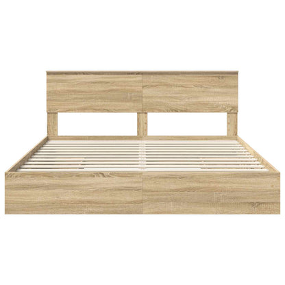 vidaXL Storage Bed with Drawer Sonoma Oak 180 x 200 cm Engineered Wood