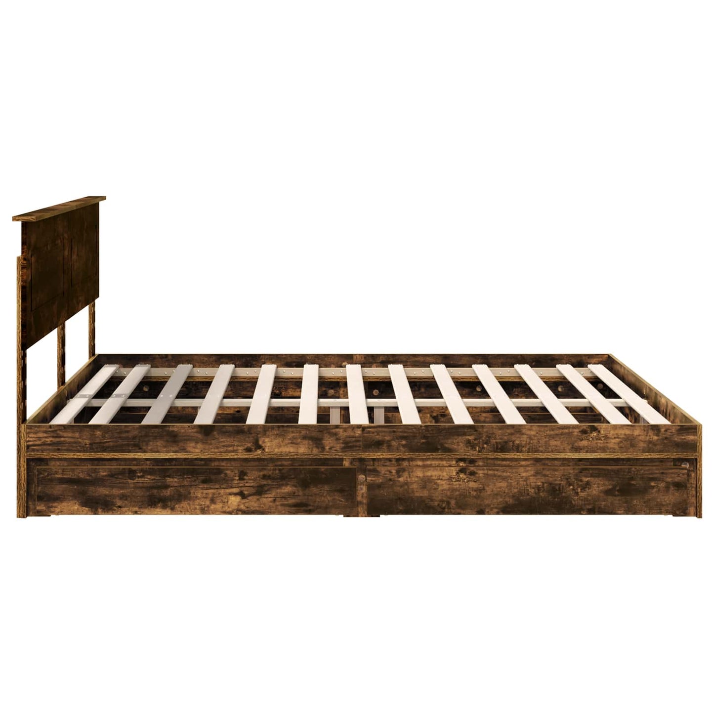 vidaXL Storage Bed with Drawer Smoked Oak 180 x 200 cm Engineered Wood
