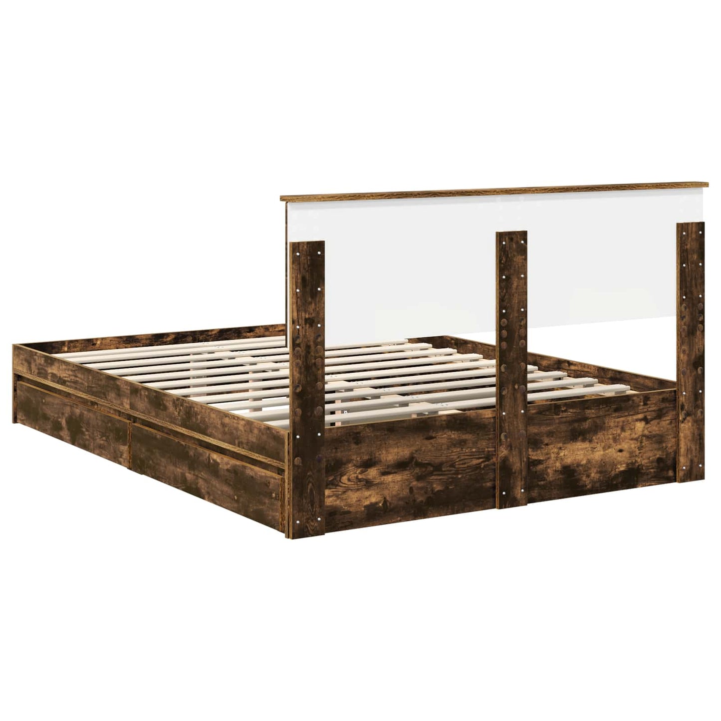 vidaXL Storage Bed with Drawer Smoked Oak 160 x 200 cm Engineered Wood