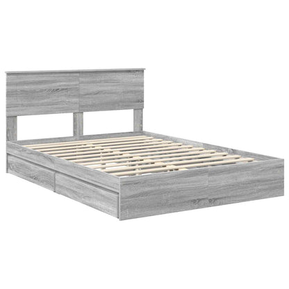 vidaXL Storage Bed Grey Sonoma 160 x 200 cm Engineered Wood