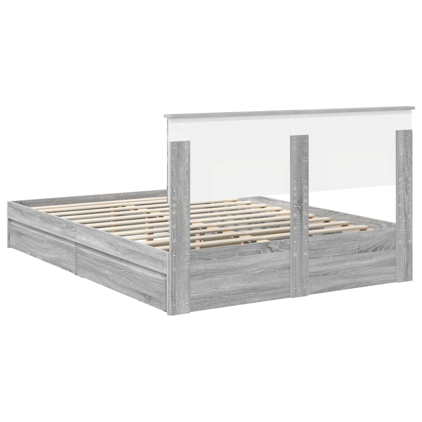 vidaXL Storage Bed Grey Sonoma 160 x 200 cm Engineered Wood