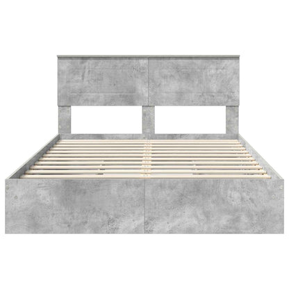 vidaXL Storage Bed Concrete Grey 150 x 200 cm Engineered Wood