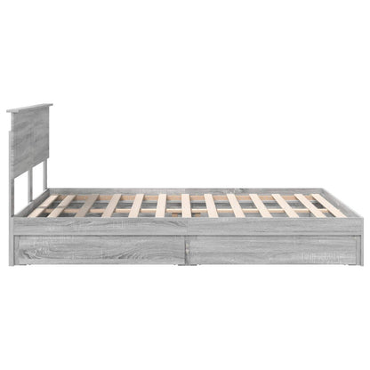 vidaXL Storage Bed Grey Sonoma 150 x 200 cm Engineered Wood