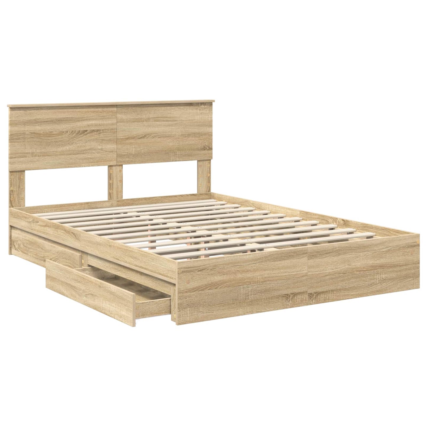 vidaXL Storage Bed with Drawer Sonoma Oak 140 x 190 cm Engineered Wood