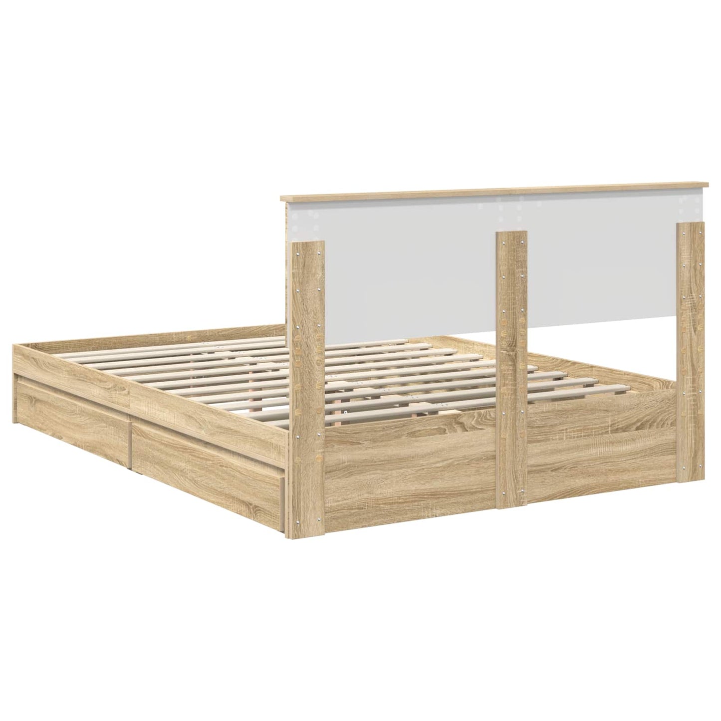 vidaXL Storage Bed with Drawer Sonoma Oak 140 x 200 cm Engineered Wood