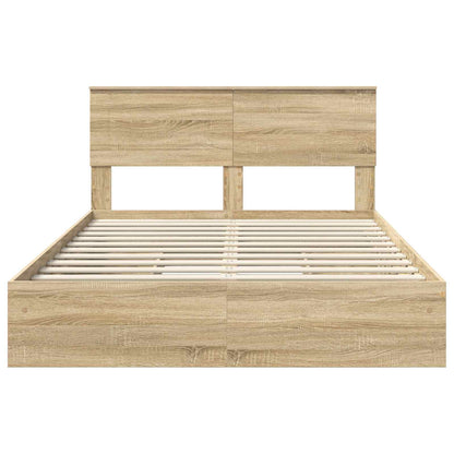 vidaXL Storage Bed with Drawer Sonoma Oak 140 x 200 cm Engineered Wood