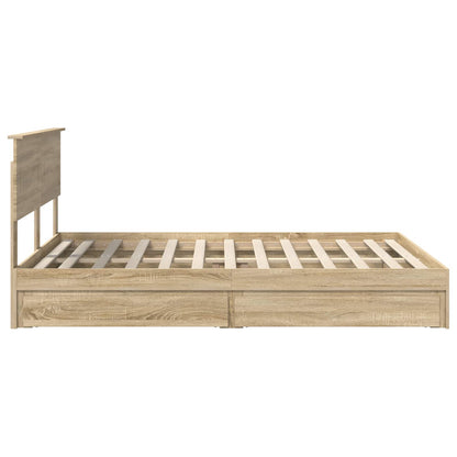 vidaXL Storage Bed with Drawer Sonoma Oak 140 x 200 cm Engineered Wood