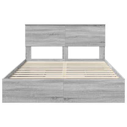 vidaXL Storage Bed Grey Sonoma 140 x 200 cm Engineered Wood