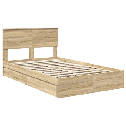 vidaXL Storage Bed with Drawer Sonoma Oak 135 x 190 cm Engineered Wood