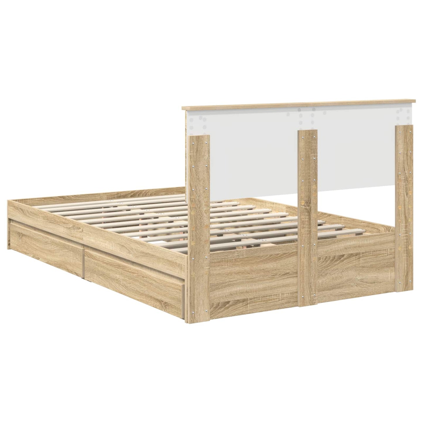 vidaXL Storage Bed with Drawer Sonoma Oak 135 x 190 cm Engineered Wood