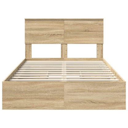 vidaXL Storage Bed with Drawer Sonoma Oak 135 x 190 cm Engineered Wood