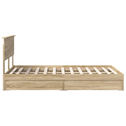 vidaXL Storage Bed with Drawer Sonoma Oak 135 x 190 cm Engineered Wood