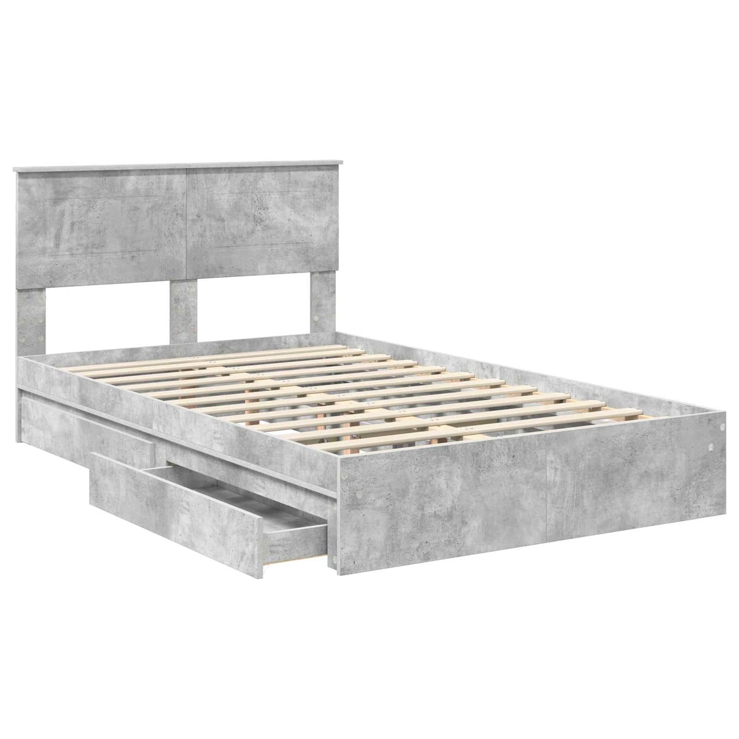 vidaXL Storage Bed Concrete Grey 135 x 190 cm Engineered Wood