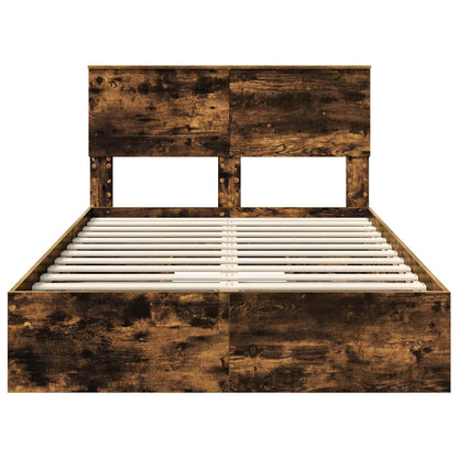 vidaXL Storage Bed with Drawer Smoked Oak 120 x 200 cm Engineered Wood