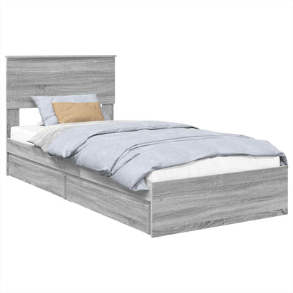 vidaXL Storage Bed Grey Sonoma 100 x 200 cm Engineered Wood