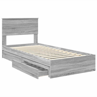 vidaXL Storage Bed Grey Sonoma 100 x 200 cm Engineered Wood