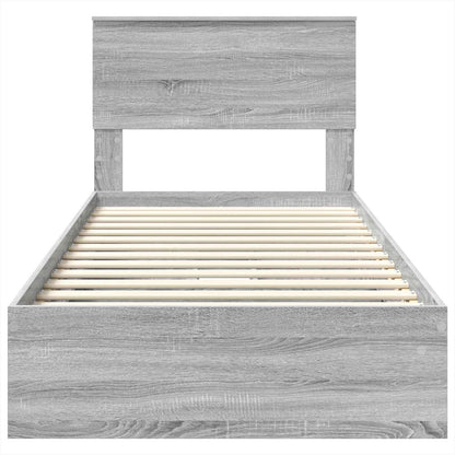 vidaXL Storage Bed Grey Sonoma 100 x 200 cm Engineered Wood