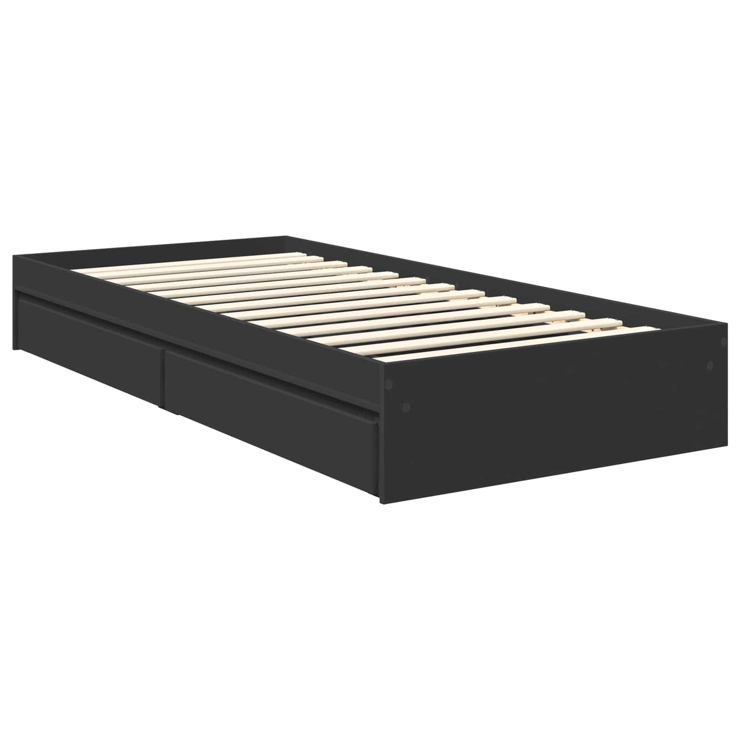 vidaXL Storage Bed with Headboard Black 90 x 190 cm Engineered Wood