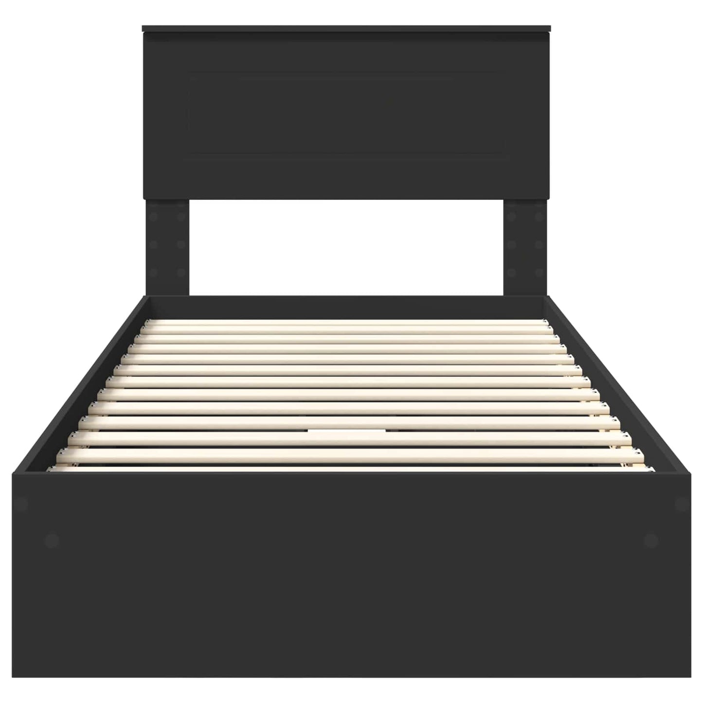 vidaXL Storage Bed with Headboard Black 90 x 190 cm Engineered Wood