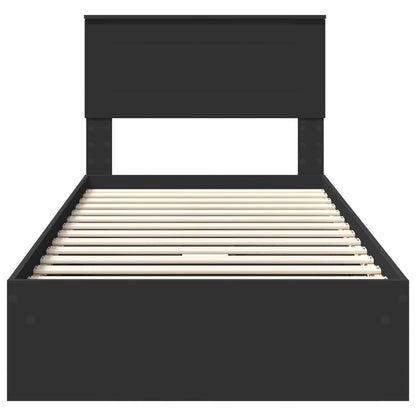 vidaXL Storage Bed with Headboard Black 90 x 190 cm Engineered Wood