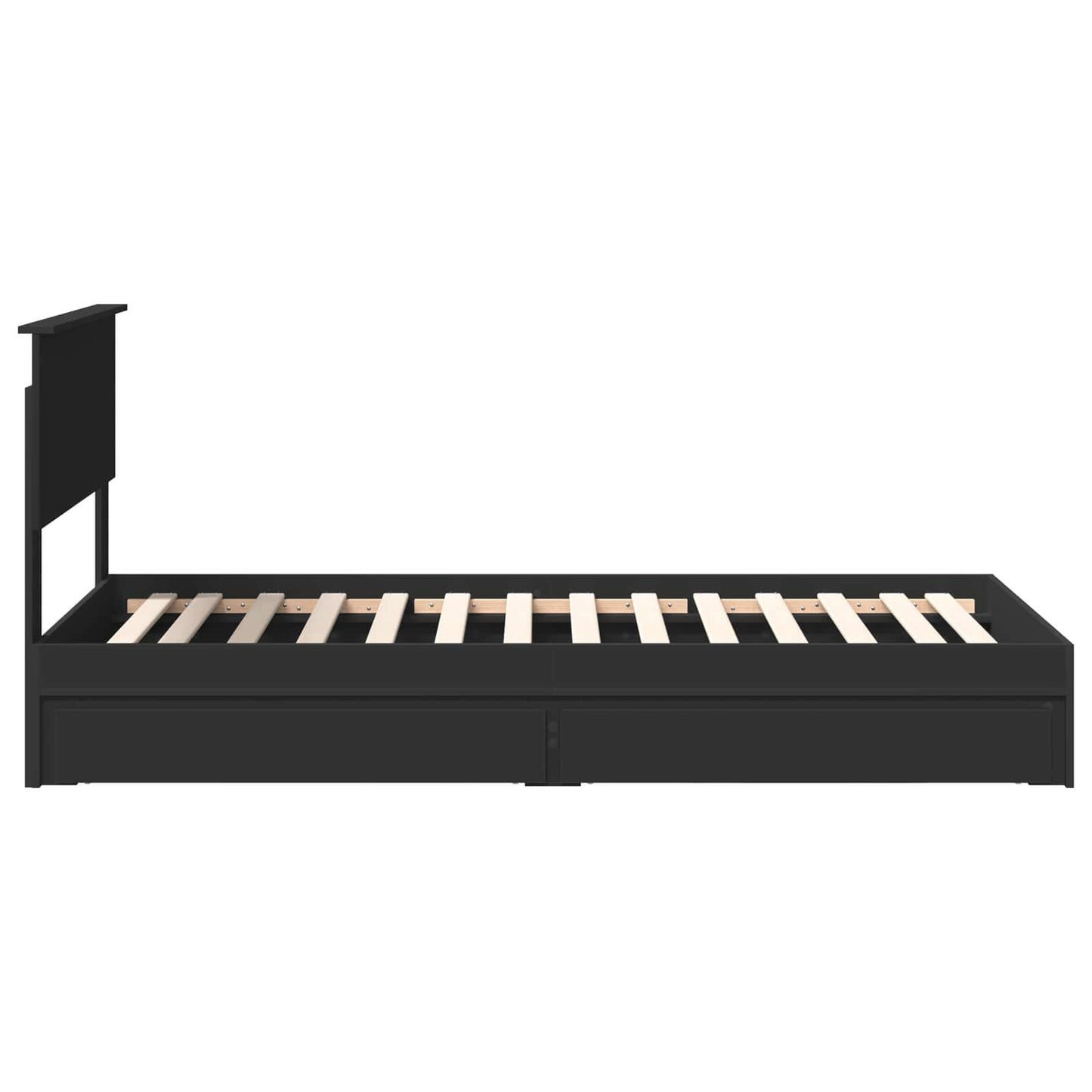 vidaXL Storage Bed with Headboard Black 90 x 190 cm Engineered Wood