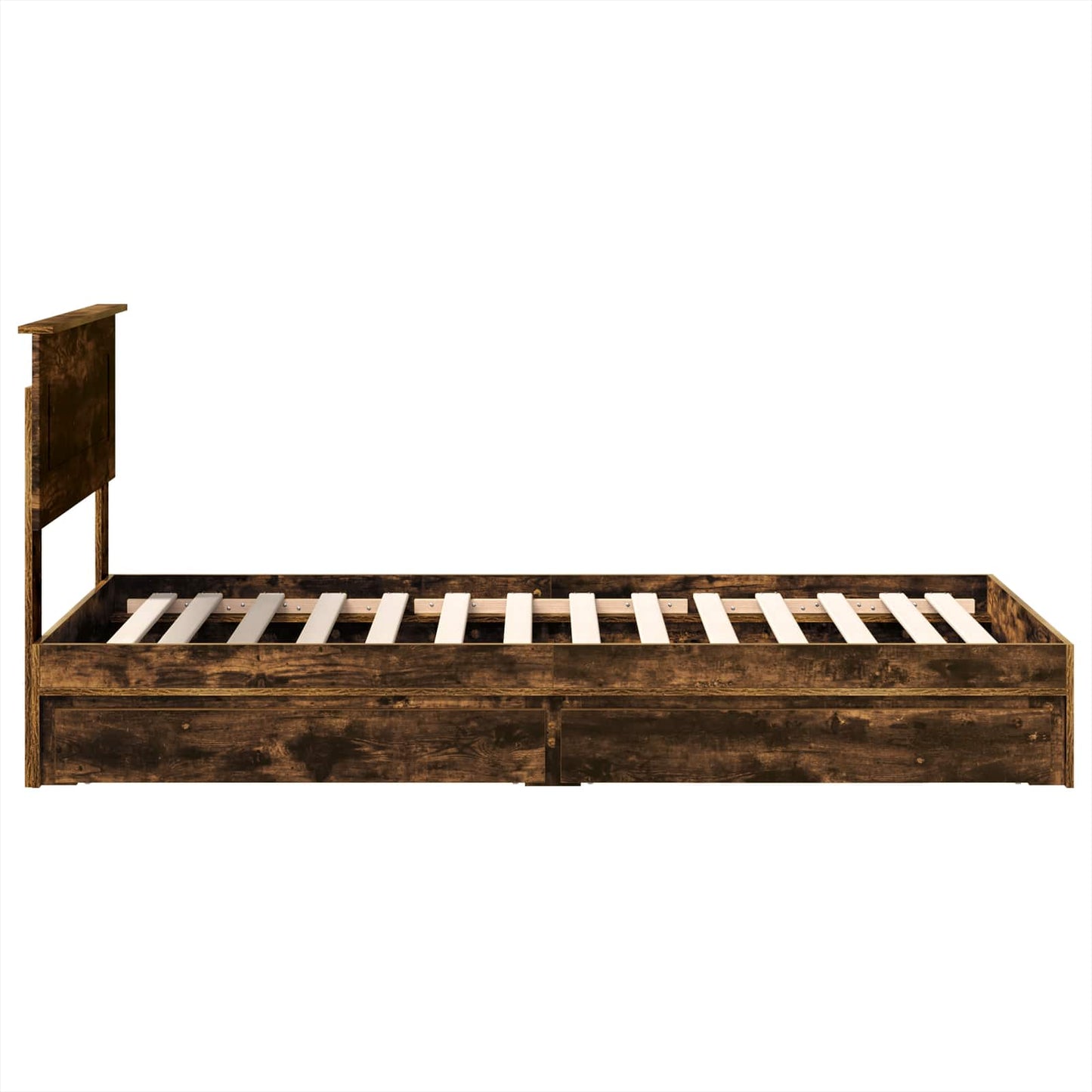 vidaXL Storage Bed with Drawer Smoked Oak 90 x 190 cm Engineered Wood