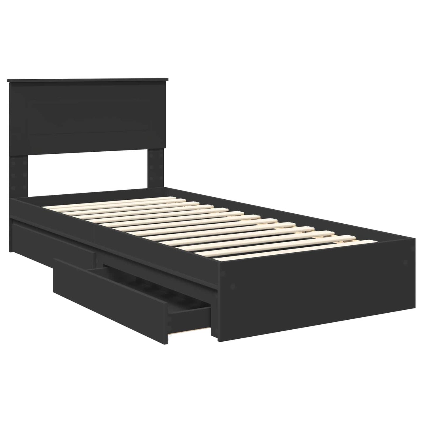 vidaXL Storage Bed with Headboard Black 75 x 190 cm Engineered Wood