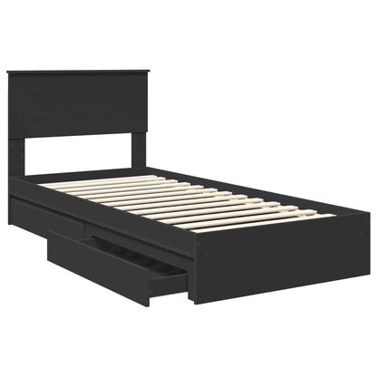 vidaXL Storage Bed with Headboard Black 75 x 190 cm Engineered Wood