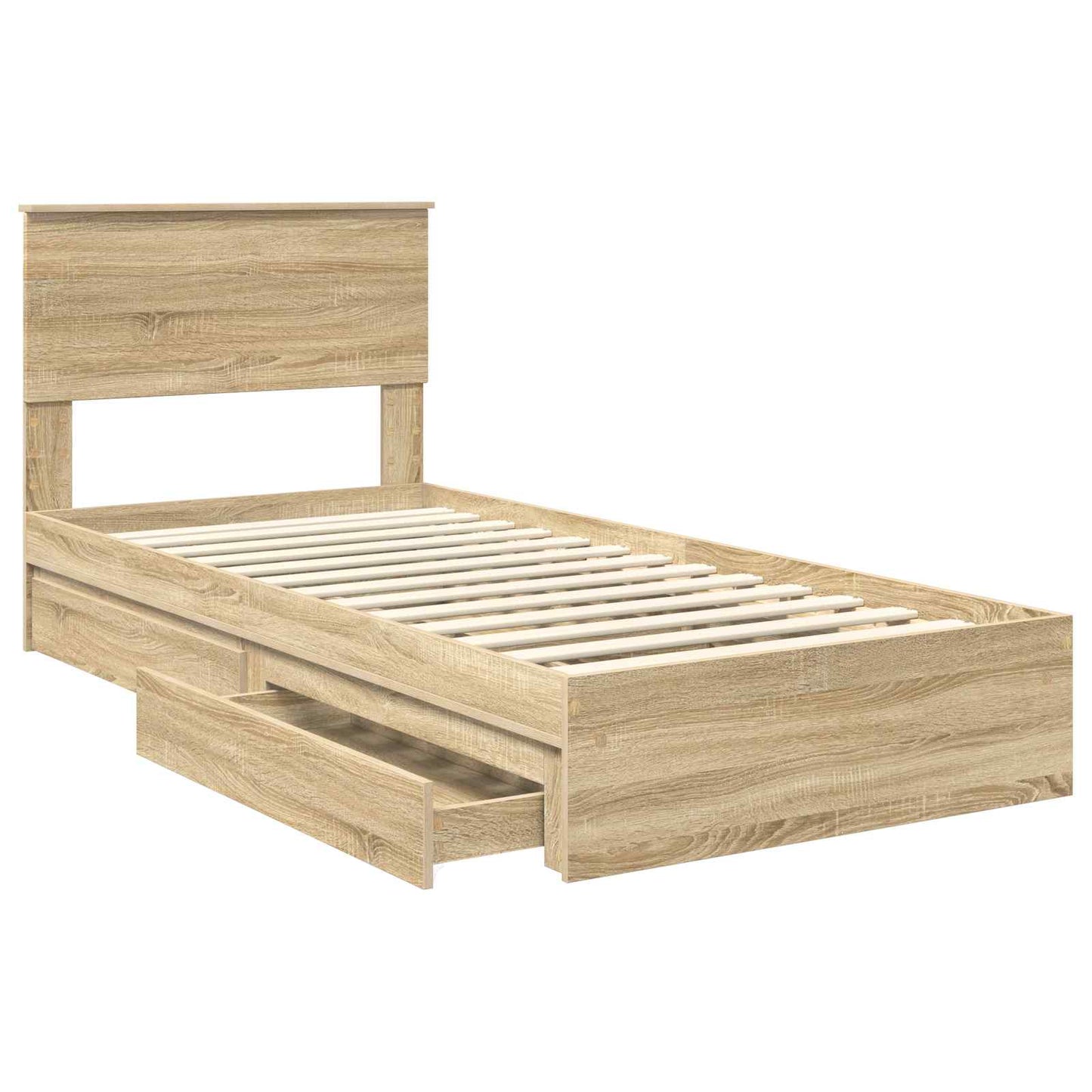 vidaXL Storage Bed with Drawer Sonoma Oak 75 x 190 cm Engineered Wood