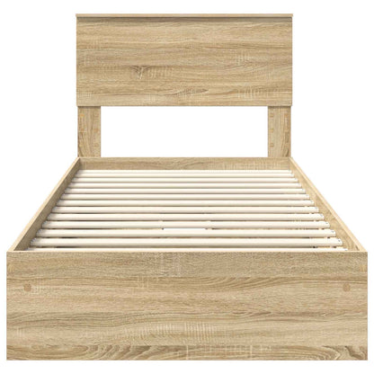 vidaXL Storage Bed with Drawer Sonoma Oak 75 x 190 cm Engineered Wood