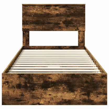 vidaXL Storage Bed with Drawer Smoked Oak 75 x 190 cm Engineered Wood