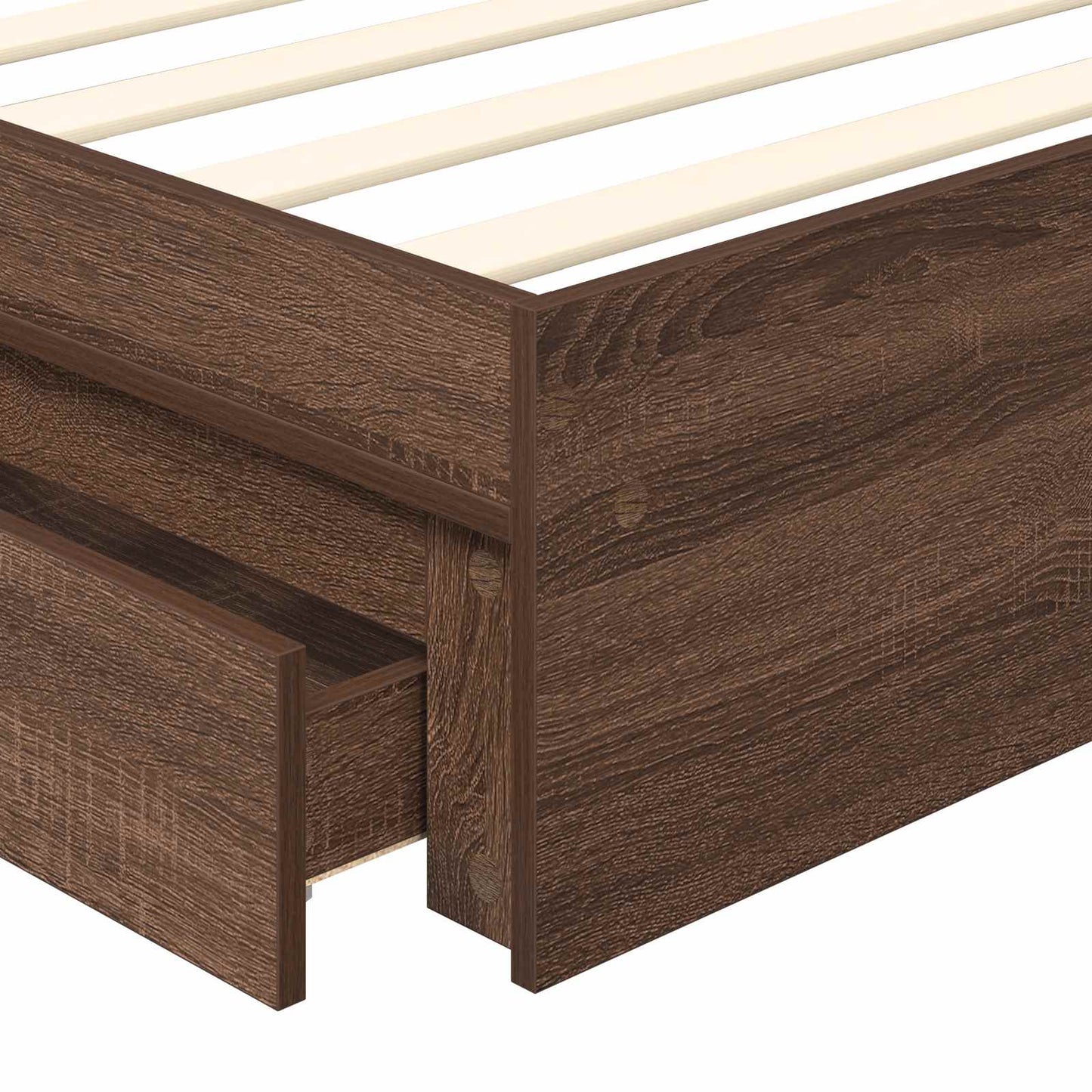 vidaXL Storage Bed with Drawer Brown Oak 75 x 190 cm Engineered Wood