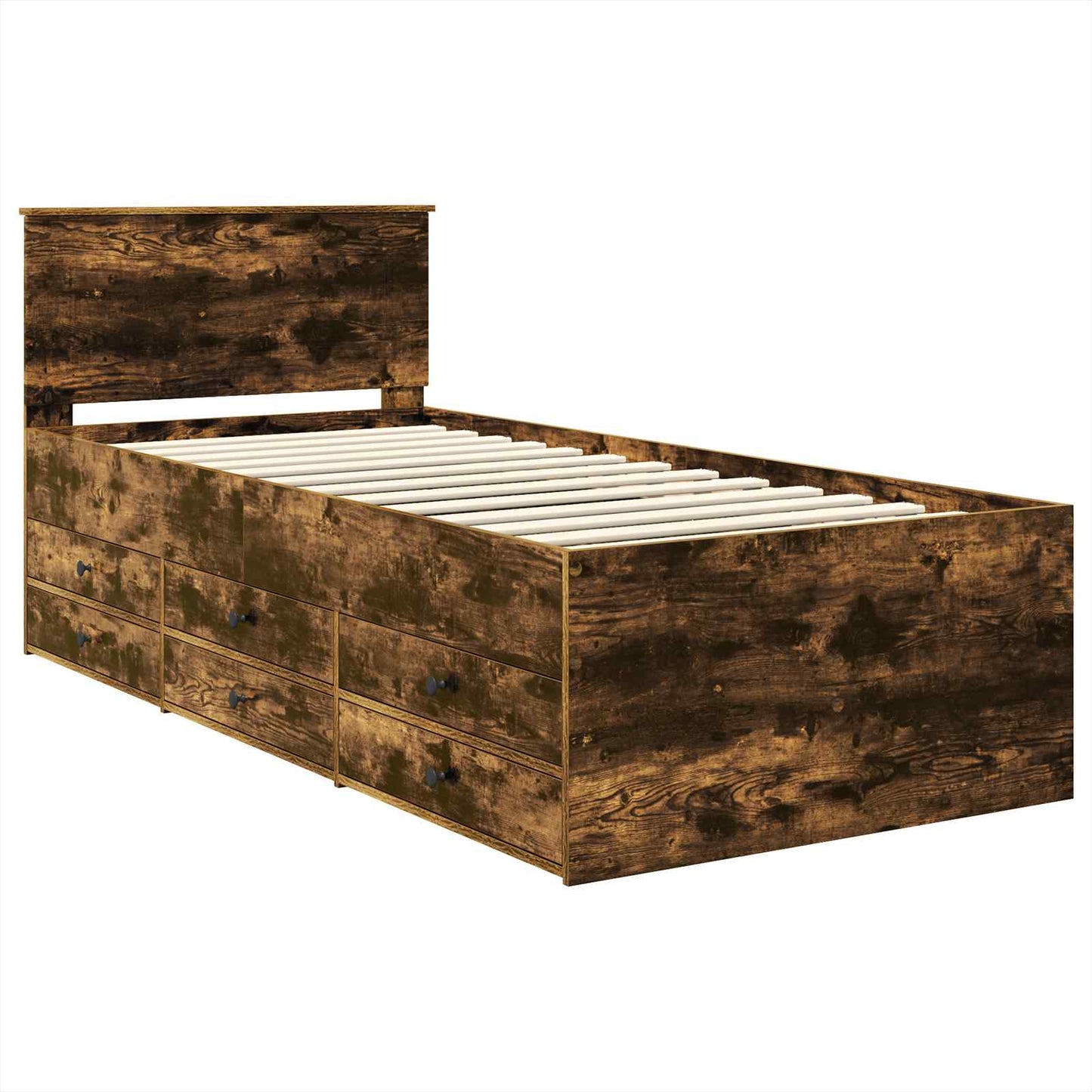 vidaXL Daybed Manual Smoked Oak and Black 100 x 200 cm Engineered Wood