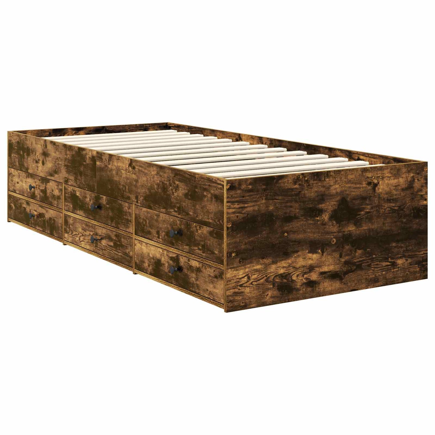vidaXL Daybed Manual Smoked Oak and Black 100 x 200 cm Engineered Wood