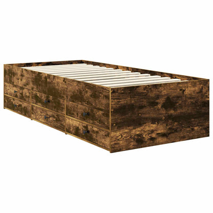 vidaXL Daybed Manual Smoked Oak and Black 100 x 200 cm Engineered Wood