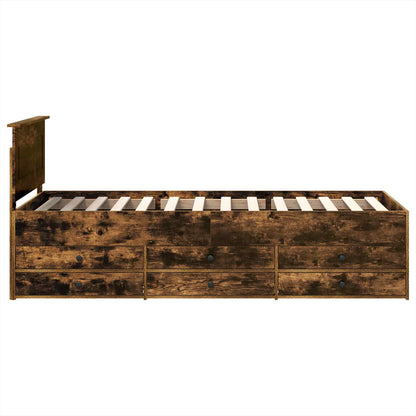 vidaXL Daybed Manual Smoked Oak and Black 100 x 200 cm Engineered Wood