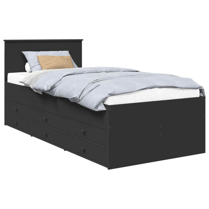 vidaXL Daybed with Drawer Manual Black 90 x 200 cm Engineered Wood
