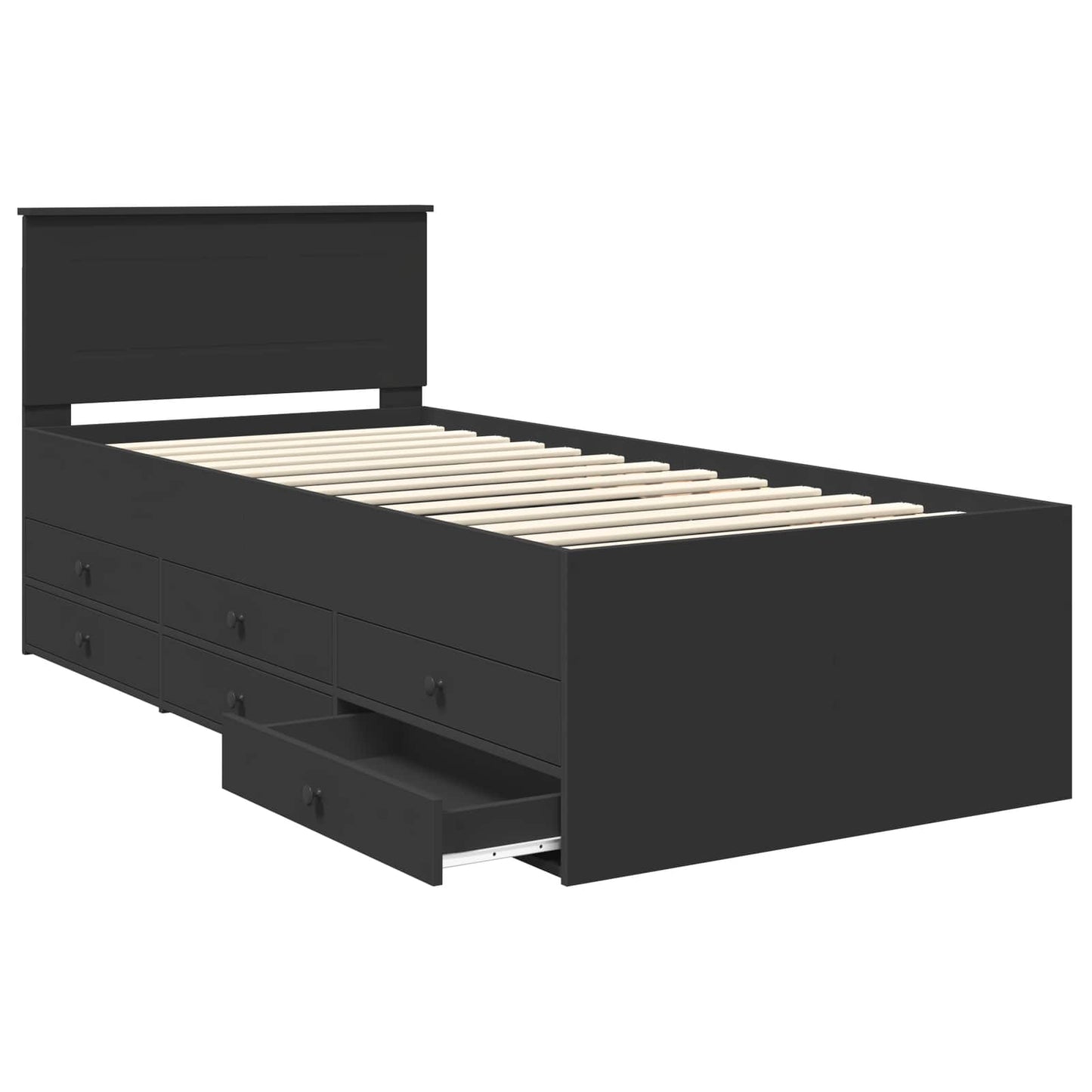 vidaXL Daybed with Drawer Manual Black 75 x 190 cm Engineered Wood