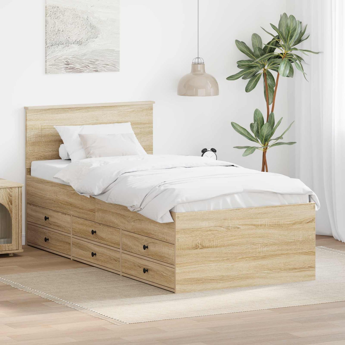 vidaXL Daybed Manual Sonoma Oak and Black 75 x 190 cm Engineered Wood