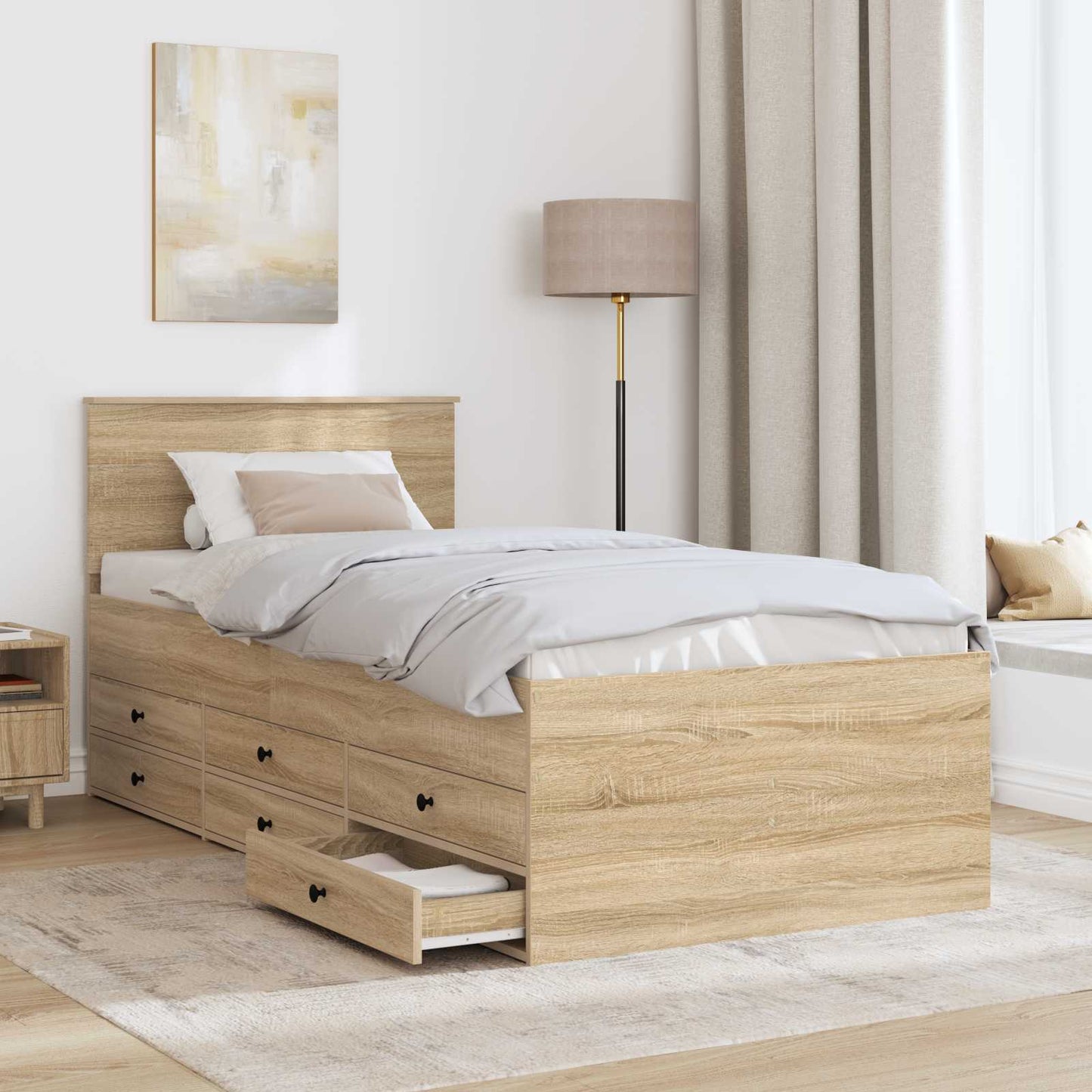 vidaXL Daybed Manual Sonoma Oak and Black 75 x 190 cm Engineered Wood