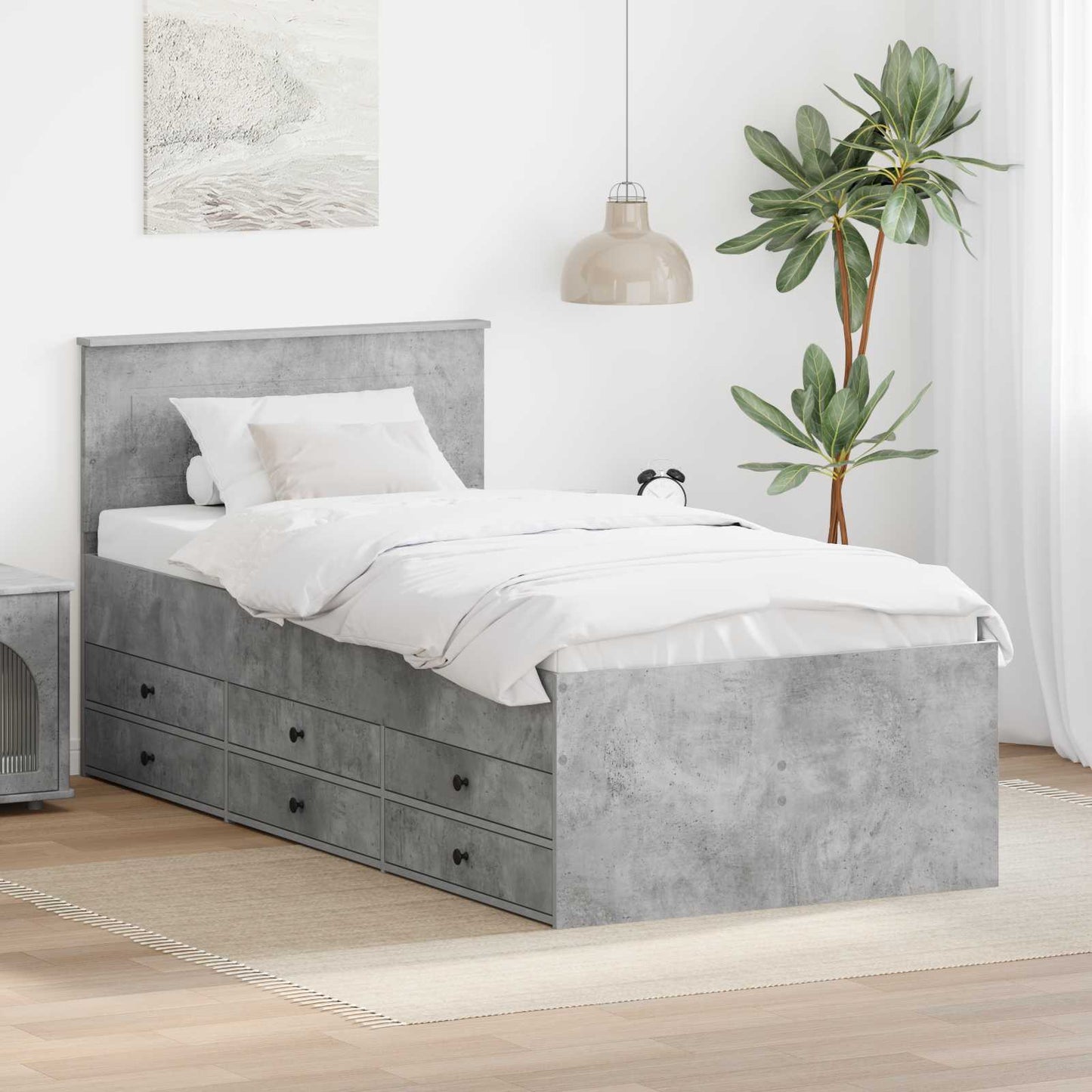 vidaXL Daybed Concrete Grey and Black 75 x 190 cm Engineered Wood