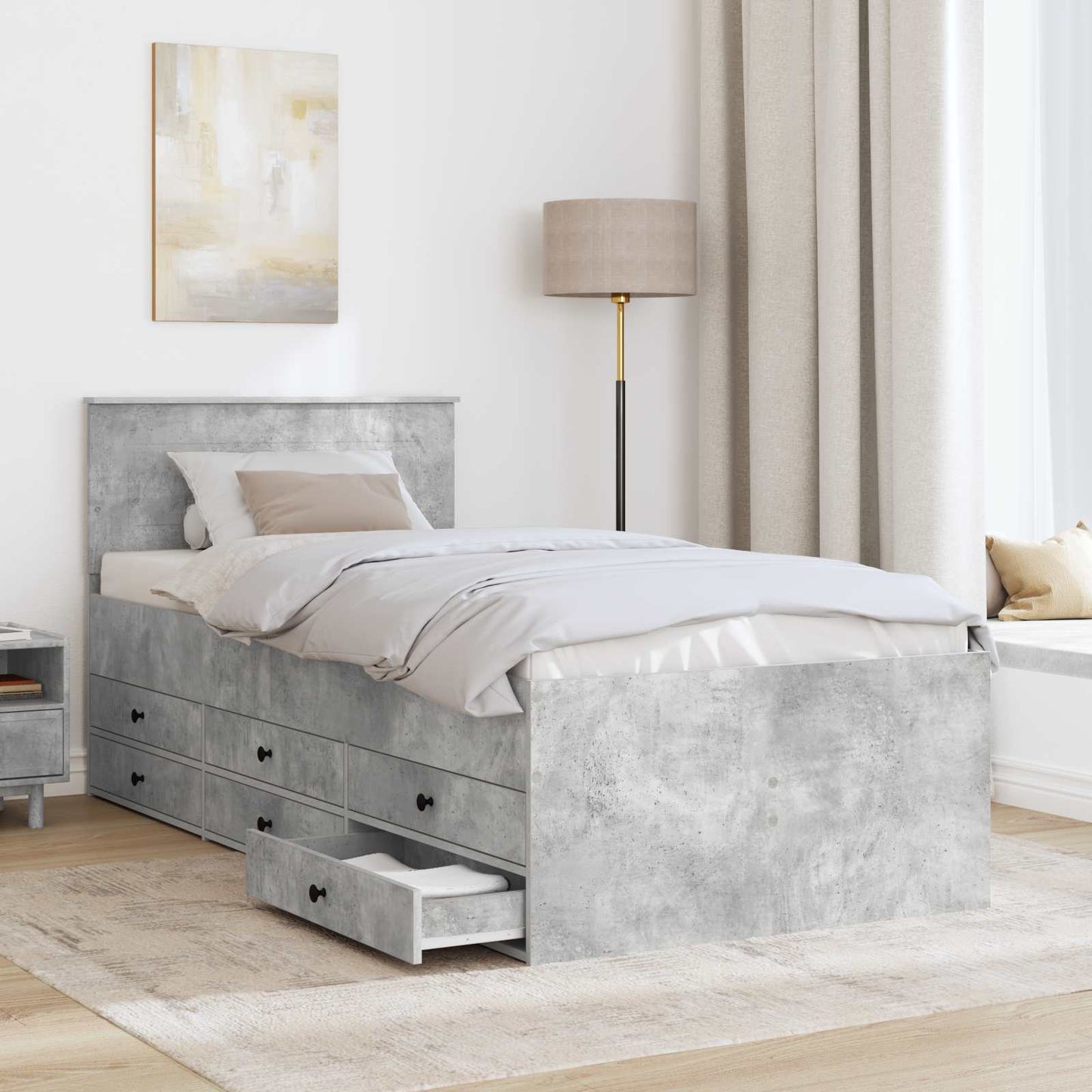 vidaXL Daybed Concrete Grey and Black 75 x 190 cm Engineered Wood